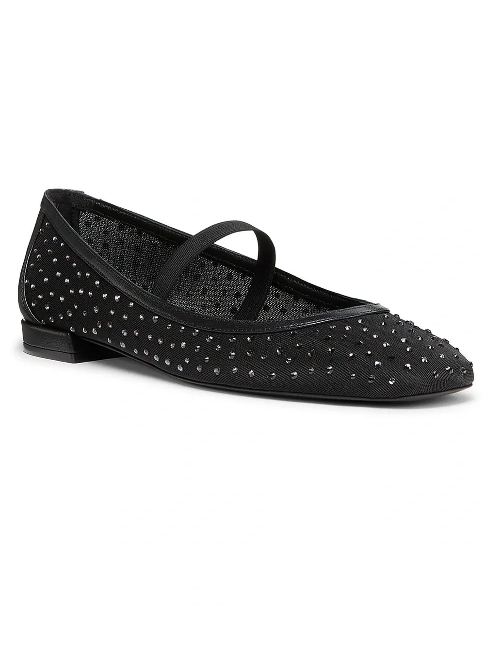 Stuart Weitzman Arabella Mesh Mary Jane Embellished Ballet Flats
